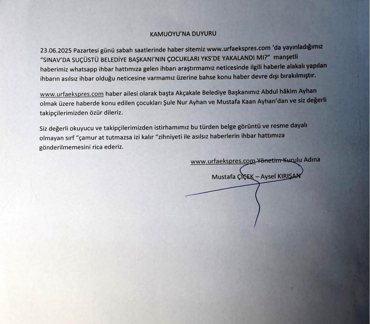 Hem suçlu Hem GÜÇLÜ..

Para karşılığımı haberi kaldırtınız..

Yaşasın Sahip Kıran ✊😂
<a href="/HikmetBasak_63/">Hikmet Başak</a> <a href="/urfaekspres/">URFA EKSPRES</a>