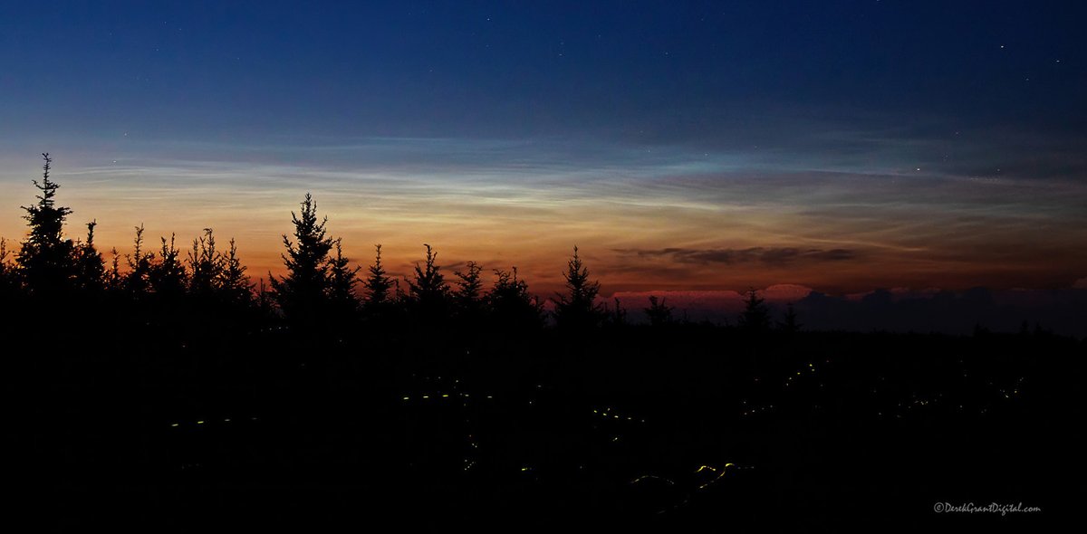 Didn't notice an NLC &amp; Firefly Show on the Bingo Card for last evening but sometimes it all just falls into your lap. 10:32PM along Rt #114 near Fundy National Park, NB #ExploreNB #NOCTILUCENT #noctilucentclouds #ShareYourWeather #ThePhotoHour #StormHour <a href="/MurphTWN/">Chris Murphy TWN</a> <a href="/KMacTWN/">Kim MacDonald 🌻</a>