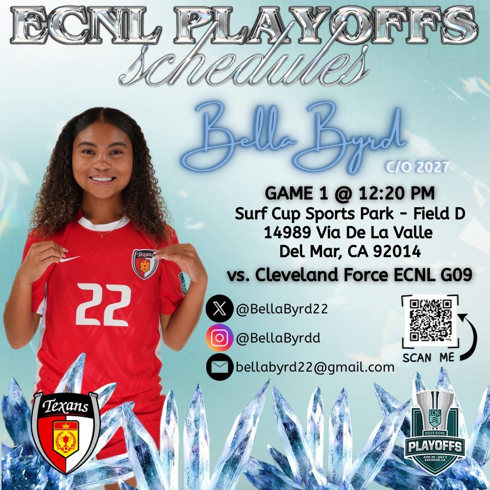 Bella Byrd (@bellabyrd22) on Twitter photo Headed to San Diego and I am California Dreaming! I can’t wait to compete with my teammates and prove that I am one of the best in 🇺🇸<a href="/Texans09gECNL/">Dallas Texans 09G ECNL</a> <a href="/MHS_LT_Soccer/">MHS LadyTiger Soccer</a> <a href="/PrepSoccer/">Prep Soccer ⚽️</a> <a href="/ImYouthSoccer/">ECNL/GA/Recruiting/College Soccer</a> <a href="/TopDrawerSoccer/">TopDrawerSoccer</a> Headed to San Diego and I am California Dreaming! I can’t wait to compete with my teammates and prove that I am one of the best in 🇺🇸<a href="/Texans09gECNL/">Dallas Texans 09G ECNL</a> <a href="/MHS_LT_Soccer/">MHS LadyTiger Soccer</a> <a href="/PrepSoccer/">Prep Soccer ⚽️</a> <a href="/ImYouthSoccer/">ECNL/GA/Recruiting/College Soccer</a> <a href="/TopDrawerSoccer/">TopDrawerSoccer</a>