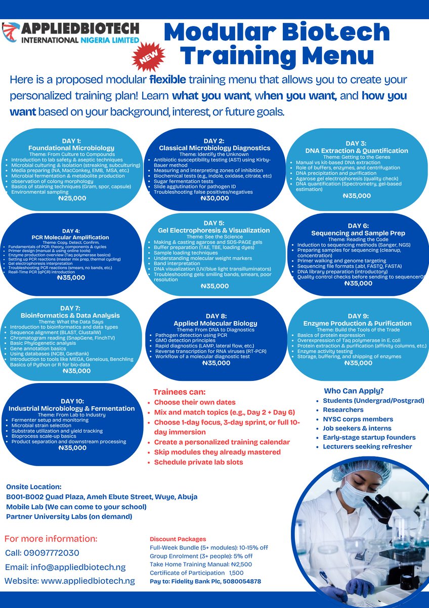 AppliedBiotech's tweet photo. Something New Just Dropped!

APPLIED BIOTECH INSTITUTE brings you a first-of-its-kind training experience! Not your regular workshop!

This time your customize your own learning menu, choose only what you want to learn, on your preferred dates! https://t.co/zj4yWMzsjr