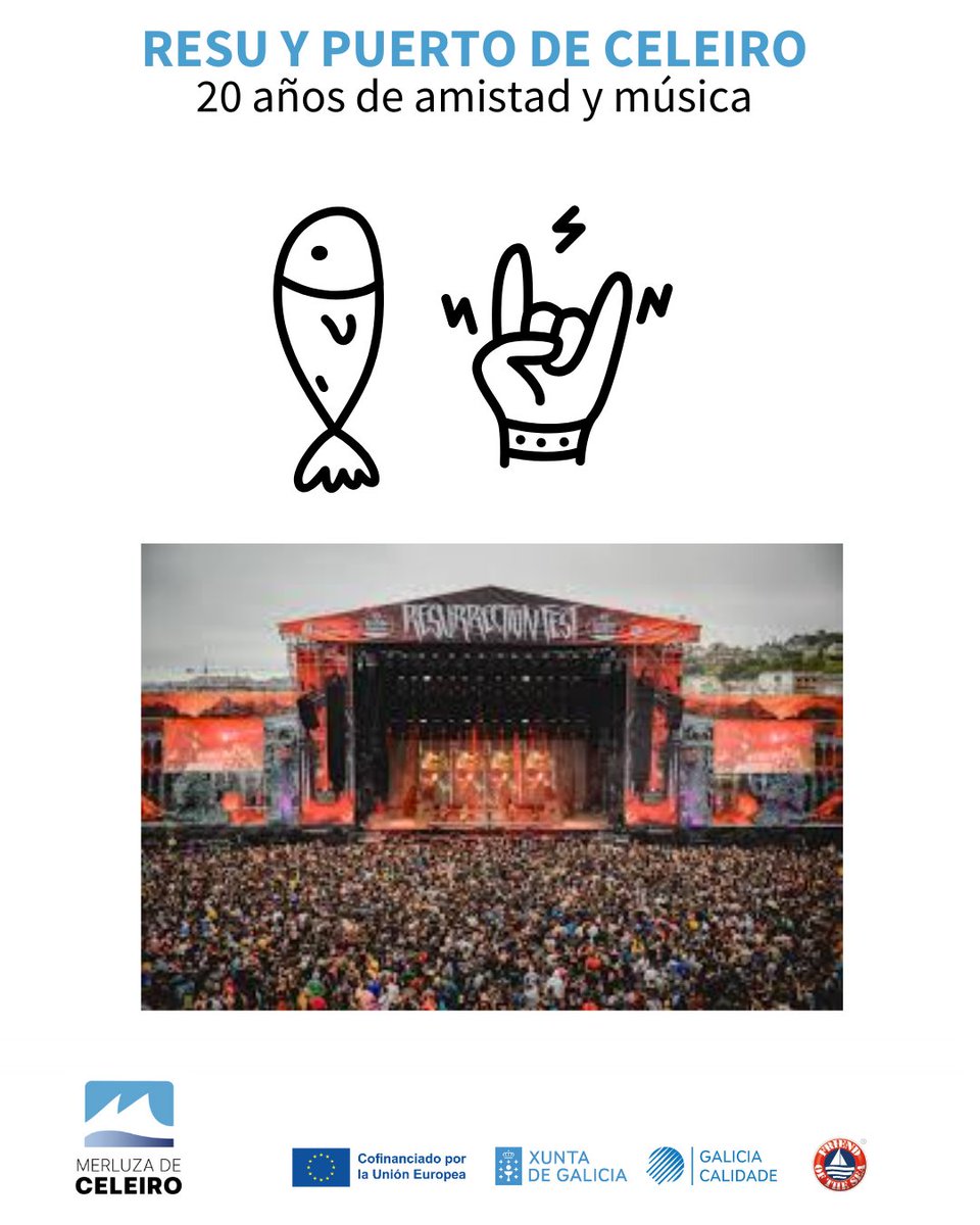 DeMerluza's tweet photo. ¿Listos para disfrutar del @ResurrectionESP ? Un año más y ya van 20 nos unimos para un evento referente en el panorama musical.
🎶🐟🎸
Os esperamos con muchas ganas en Celeiro para disfrutar gastronomía y música.
#merluzadelpincho #resurrectionfest https://t.co/HcT8l64Z0y