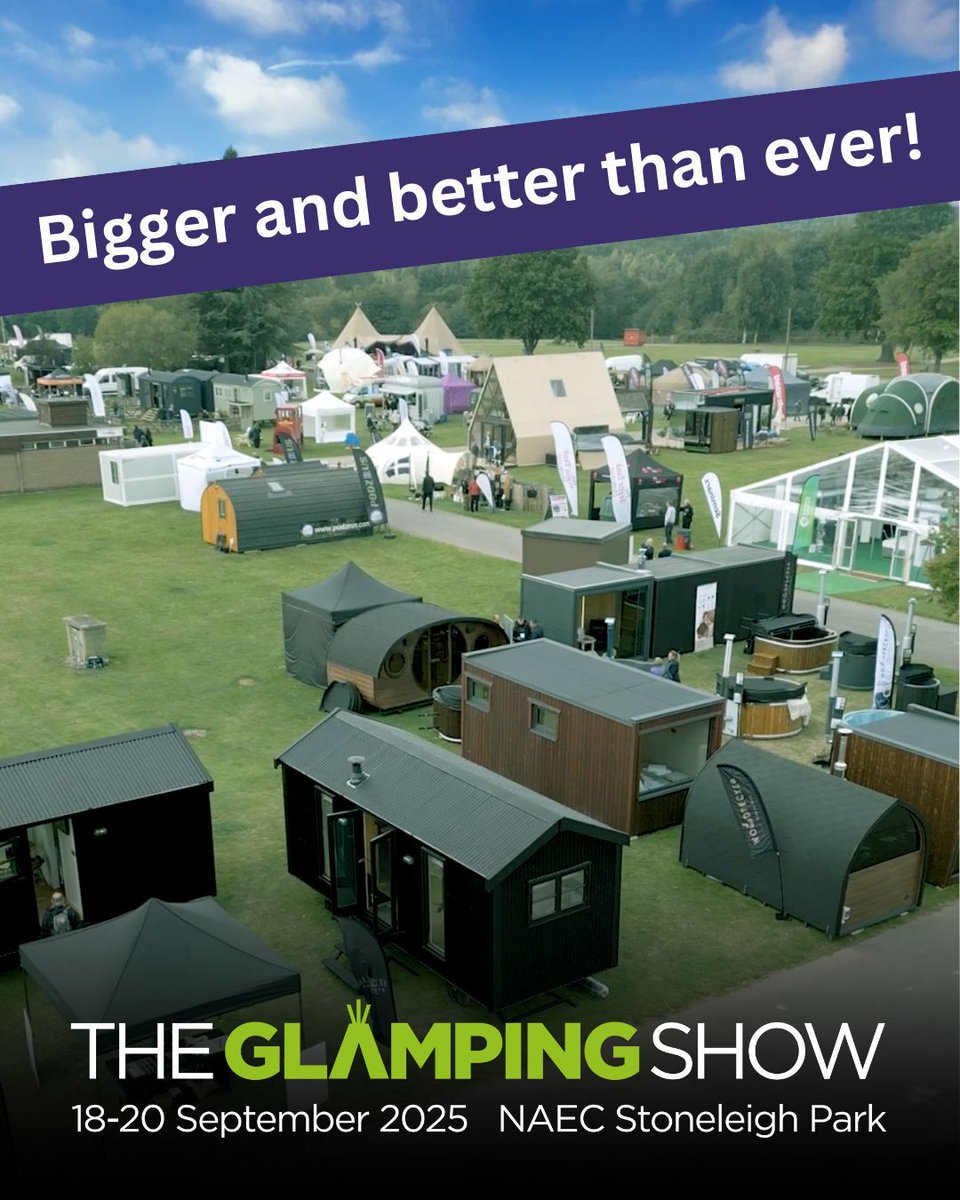 🏕️ Were you part of The Glamping Show last year? 
Let’s do it again – bigger and better! 

🚨 The countdown is on! Join us 18-20 Sept at NAEC Stoneleigh.
🔗 Book your stand or register for FREE entry at theglampingshow.com

#GlampingIndustry #LuxuryCamping #TheGlampingShow