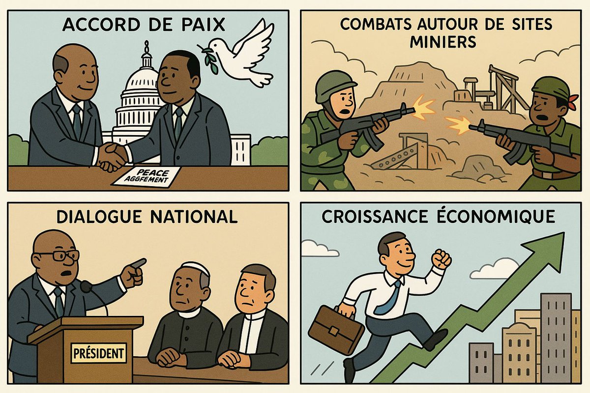 Apparemment, la paix se signe à l’étranger, les combats se passent chez nous, le dialogue amuse la galerie… et la croissance ne profite qu’à quelques-uns. 
Bravo les artistes.