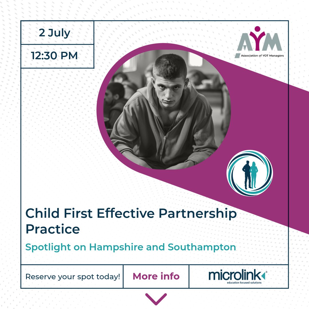 Microlink PC Education (@microlinke) on Twitter photo Join us for our last webinar before the #summer holidays!
On July 2nd, we'll be spotlighting the wonderful work that #Hampshire and #Southampton are doing, and key aspects of their #ChildFirst practice!
#SignUp for FREE: tinyurl.com/3cvva885
<a href="/AssnYOTmanagers/">Assn of YOT Managers</a> Join us for our last webinar before the #summer holidays!
On July 2nd, we'll be spotlighting the wonderful work that #Hampshire and #Southampton are doing, and key aspects of their #ChildFirst practice!
#SignUp for FREE: tinyurl.com/3cvva885
<a href="/AssnYOTmanagers/">Assn of YOT Managers</a>