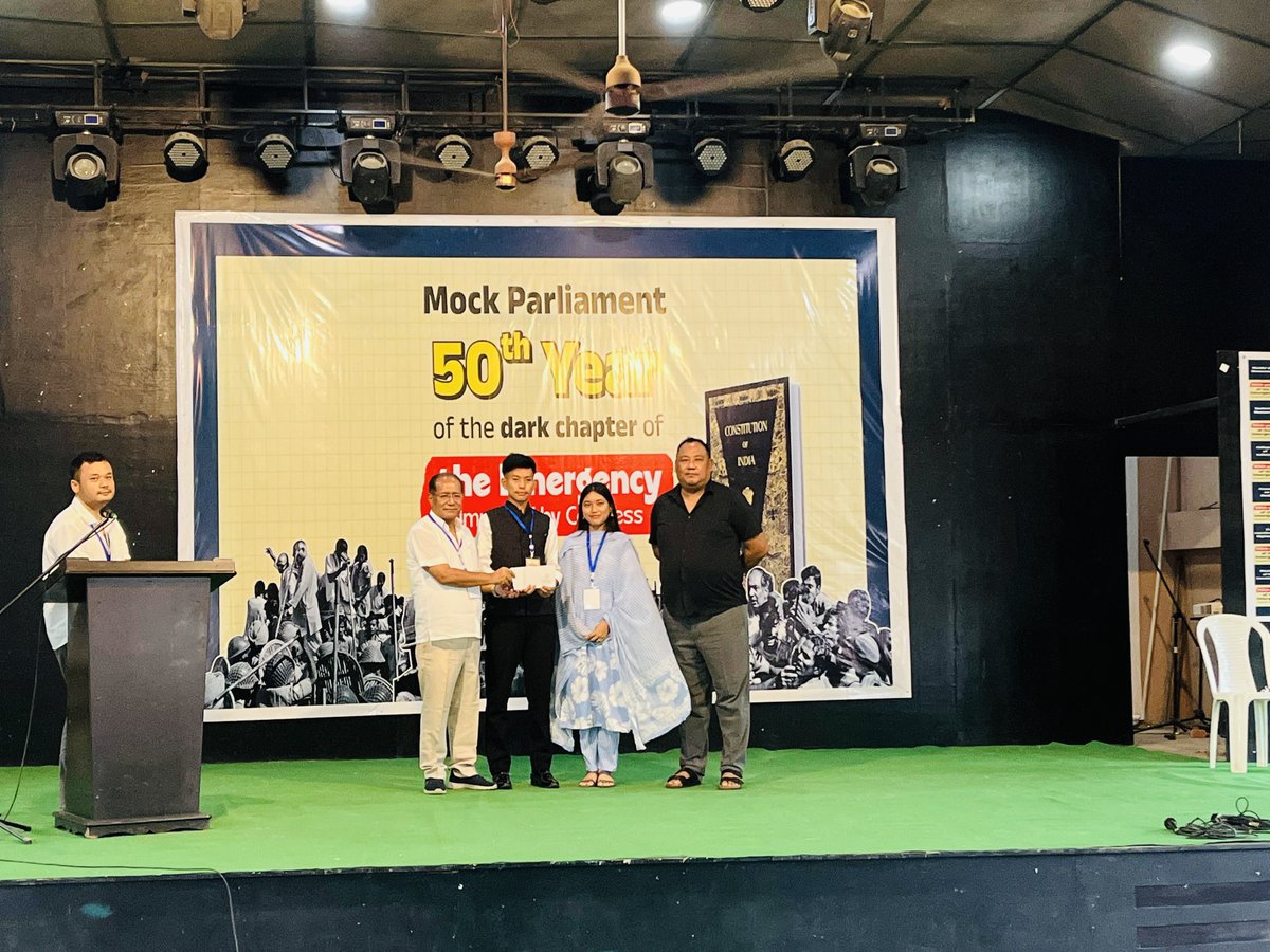 Attended the Mock Parliament session commemorating the 50th year of the Emergency, alongside Hon’ble National Vice President Dr <a href="/MChubaAo/">M Chuba Ao</a> ji &amp; National Executive Member BJYM Shri <a href="/arvinddamani/">Arvind Damani</a> ji.

Truly heartened to witness the active participation of student leaders—our future
