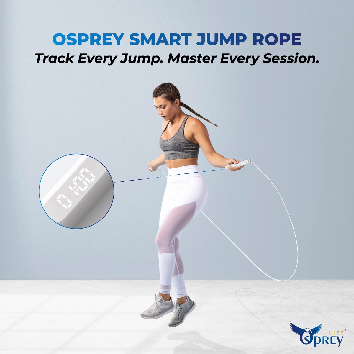 flying_osprey's tweet photo. Staying active shouldn't mean sacrificing simplicity or style. The Osprey Smart Jump Rope brings fitness into the modern age - designed for adults who value their time, their health, and their space.

With its digital counter, adjustable rope, cordless ball and lightweight handles, this jump rope makes every session smarter - not harder.

Discover the difference here: https://t.co/9IxtOM7FYW 

#OspreyLife #SmartFitness #HomeWorkout #JumpRopeWorkout
