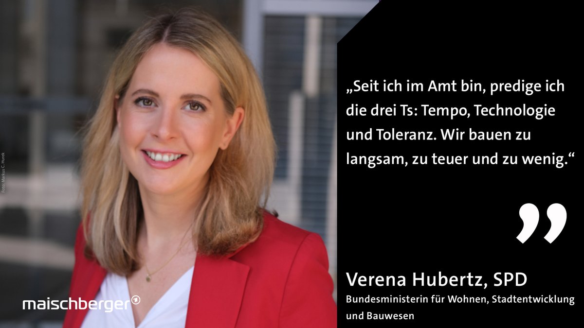 Was plant die Bundesregierung bei #Mietpreise​n und #Wohnungsbau? Im Studio bei #maischberger die Bundesministerin für Wohnen, Stadtentwicklung und Bauwesen @VerenaHubertz (<a href="/BMWSB_Bund/">Bundesbauministerium</a>, @SPDde).

📺 Um 22:50 Uhr im Ersten