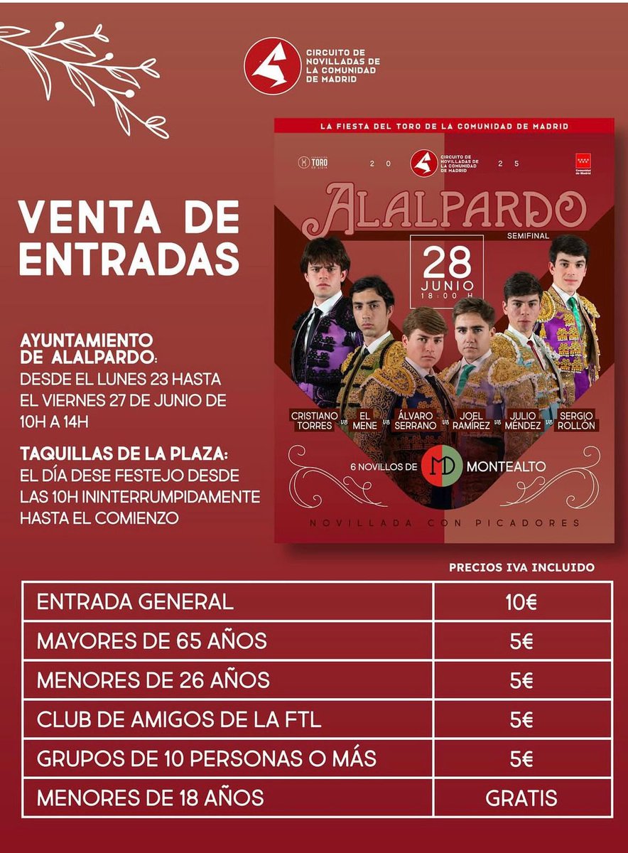 alalpardo_ayto (@alalpardo_ayto) on Twitter photo 28 de junio hay doble jornada de toros en Alalpardo. Mañana y tarde <a href="/ftorodelidia/">Fundación Toro Lidia</a> <a href="/ComunidadMadrid/">Comunidad de Madrid</a> 28 de junio hay doble jornada de toros en Alalpardo. Mañana y tarde <a href="/ftorodelidia/">Fundación Toro Lidia</a> <a href="/ComunidadMadrid/">Comunidad de Madrid</a>