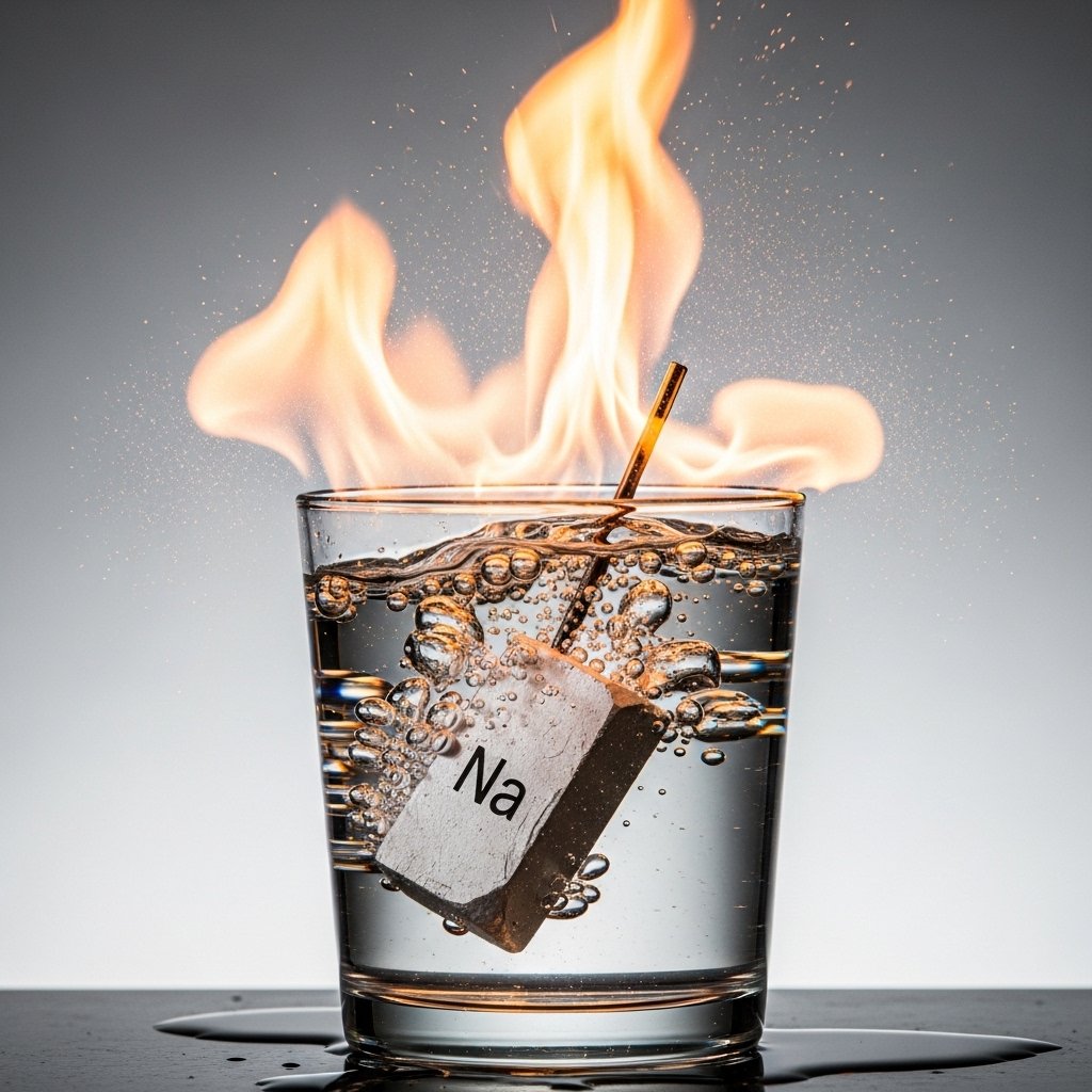 Concept_Mesh's tweet photo. Sodium skitters, burns, and maybe explodes in water.
Cool but dangerous to look at.
But what’s the chemistry behind it?

2Na + 2H₂O → 2NaOH + H₂

Unpack the real mechanism behind the mayhem at https://t.co/wwIbMZ9ahZ .

#Na #chemical #ConceptMesh #2NA https://t.co/qxOBrnBuYR
