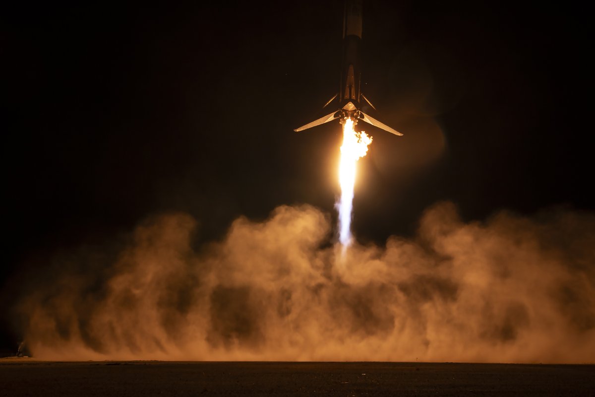 SpaceX's tweet image. Falcon 9 lands at LZ-1 after launching @Axiom_Space&apos;s fourth mission to the @Space_Station