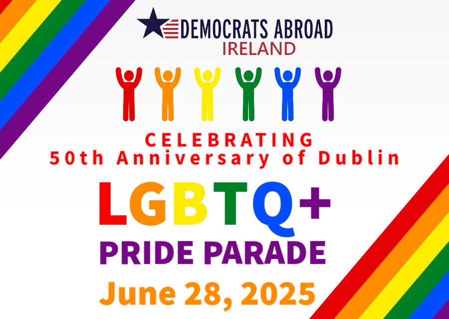 RAIN OR SHINE.  We STAND TOGETHER for Dublin's 50th PRIDE Parade!  Please Join Us in Dublin THIS COMING SATURDAY, June 28.
RSVP &amp; details democratsabroad.org/irelandchair/p…
#dublinpride
#PrideMonth
#PRIDEPARADE 
#demsabroad
#prideisaprotest