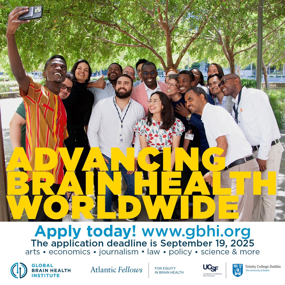 Do you want an opportunity to become a leader in brain health?
Applications are open for the Atlantic Fellows for Equity in Brain Health @GBHI_fellows! Join a global community addressing #brainhealth challenges <a href="/UCSFmac/">UCSF MAC</a> or <a href="/tcddublin/">Trinity College Dublin</a>. Learn more: gbhi.org/apply