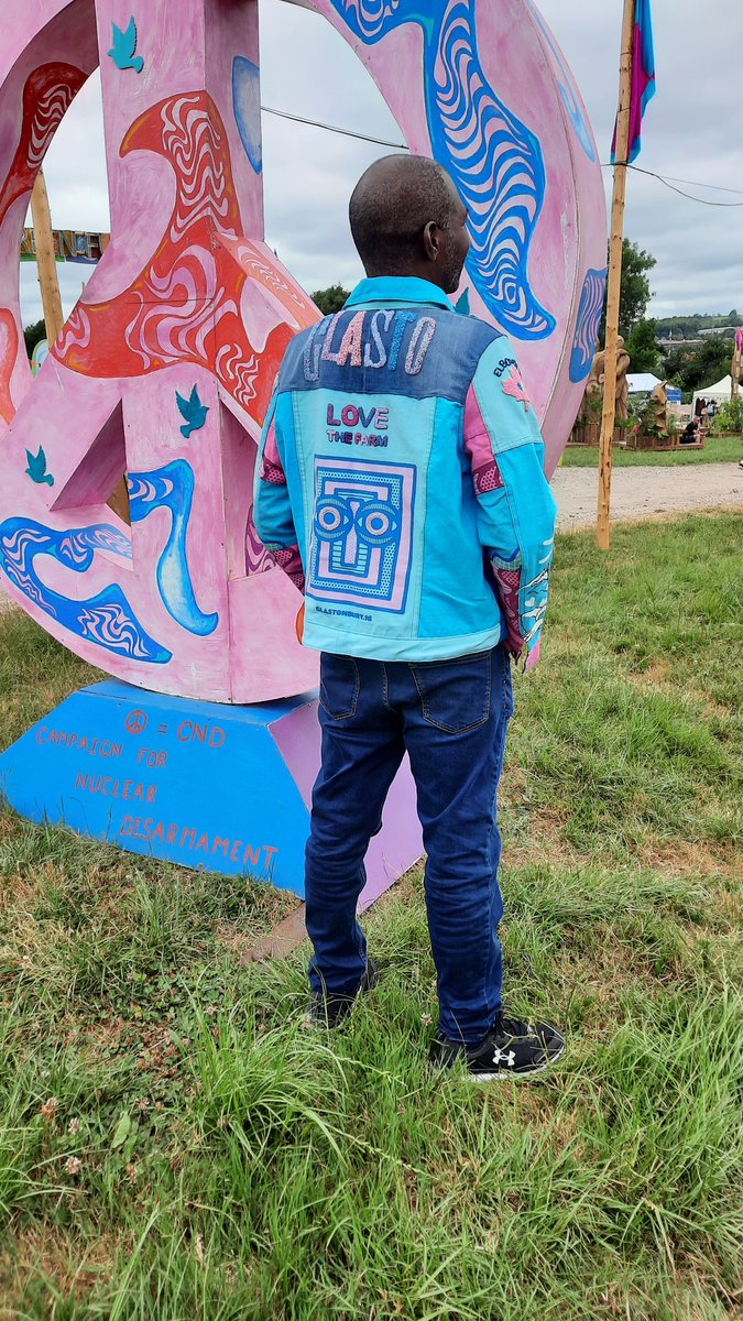 Carl rocking my latest #Glasto jacket Can't believe I made it here again💜 #handmadewithswearingby Lois