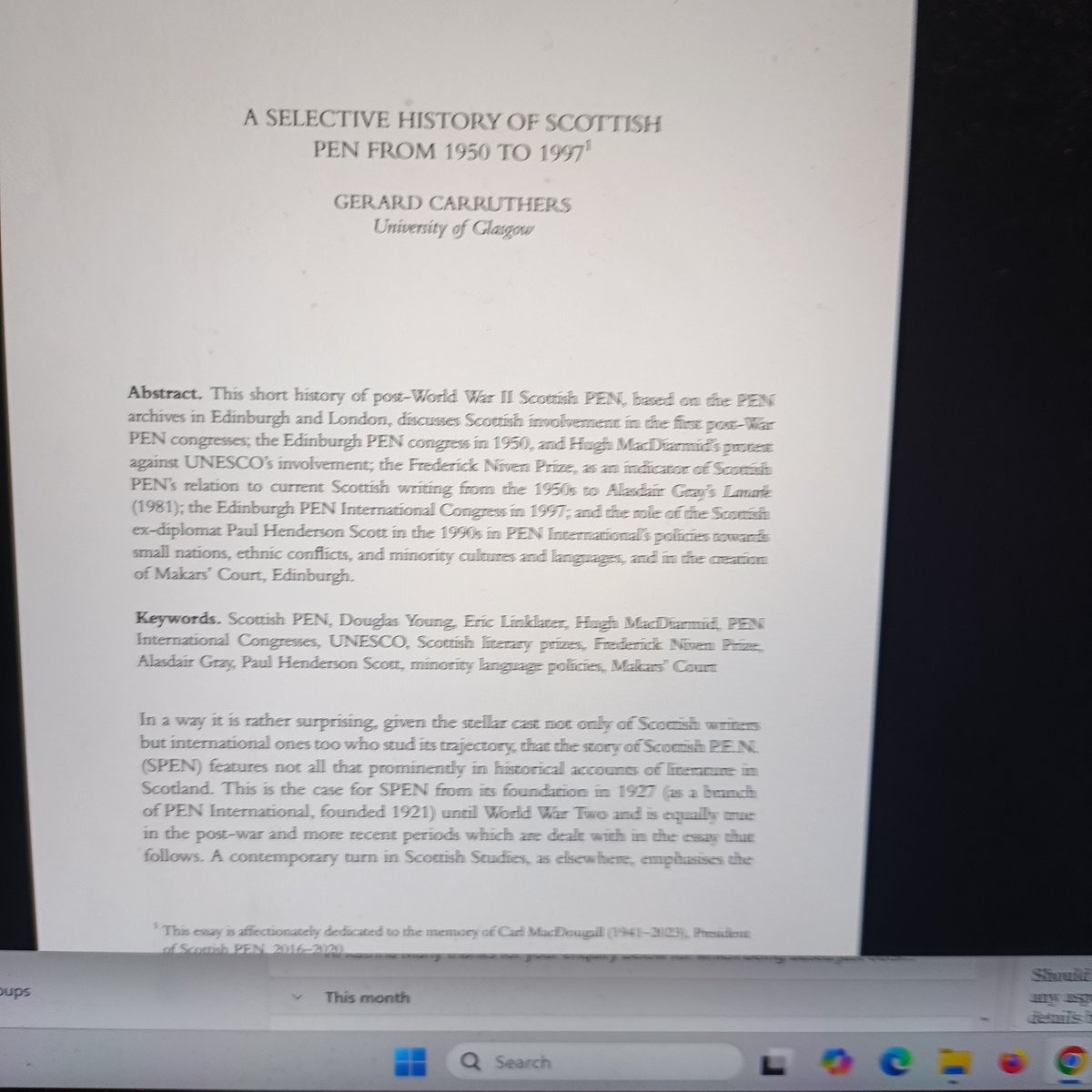 Gerard Carruthers (@gerardcarruthe2) on Twitter photo Pleased to see my 8K words (compressed!) History of <a href="/ScottishPEN/">Scottish PEN</a> published in Studies in Scottish Literature now with <a href="/EdinburghUP/">Edinburgh University Press</a>
Following fm earlier hist by Helen Stoddart.
<a href="/ScottpScottp/">Patrick Scott/SSL</a> <a href="/ricky_ballboy/">Ricky Monahan Brown</a>
Now to get on with the <a href="/Saltire_Society/">SALTIRE SOCIETY</a> history pamphlet. Pleased to see my 8K words (compressed!) History of <a href="/ScottishPEN/">Scottish PEN</a> published in Studies in Scottish Literature now with <a href="/EdinburghUP/">Edinburgh University Press</a>
Following fm earlier hist by Helen Stoddart.
<a href="/ScottpScottp/">Patrick Scott/SSL</a> <a href="/ricky_ballboy/">Ricky Monahan Brown</a>
Now to get on with the <a href="/Saltire_Society/">SALTIRE SOCIETY</a> history pamphlet.