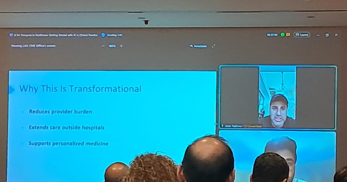 As artificial intelligence (#AI) revolutionizes the world, the Office of Continuing Medical Education at the LAU Gilbert and Rose-Marie Chagoury School of Medicine hosted a cross-disciplinary event to explore how it is transforming healthcare, education, and research, and how