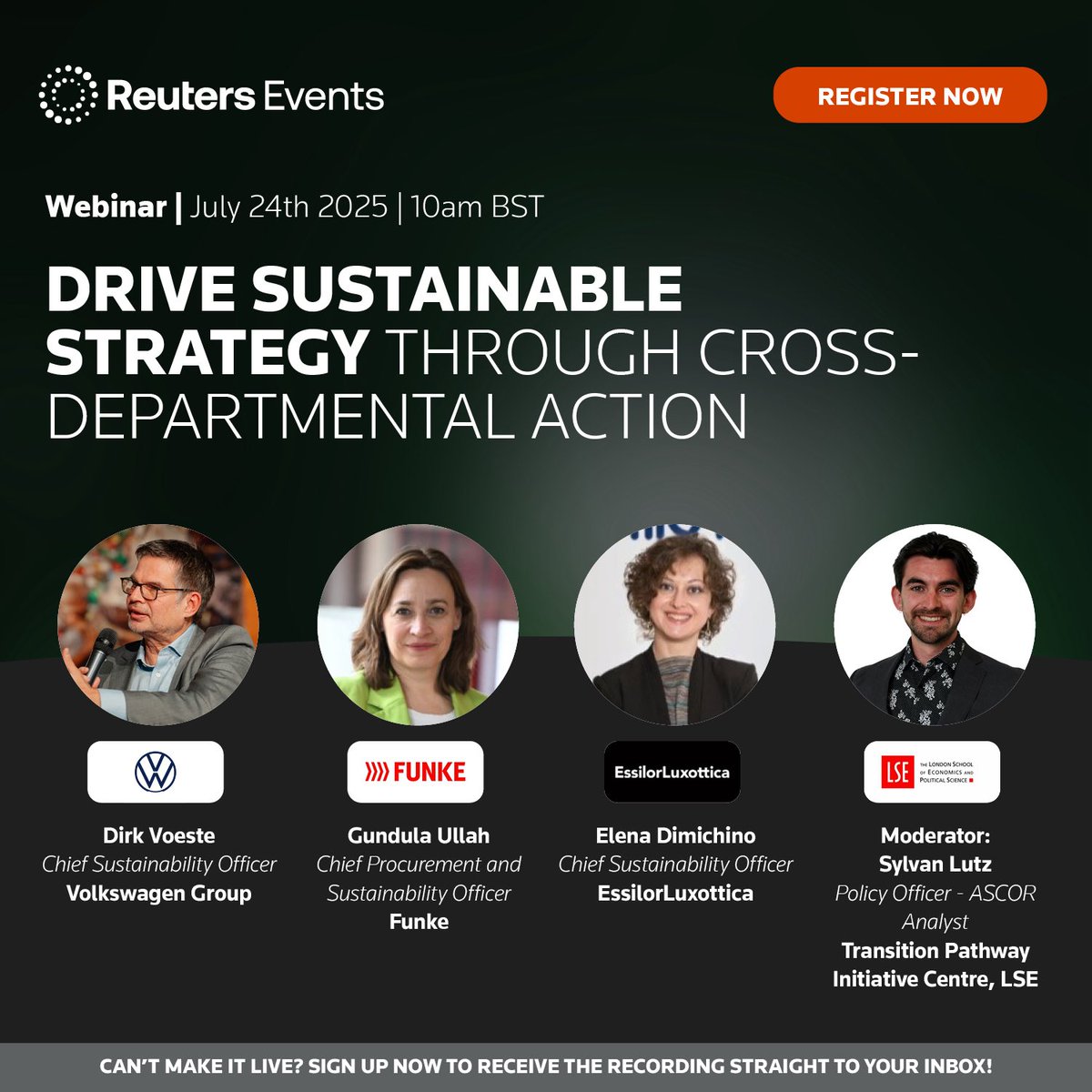 Reuters Events Sustainable Business (@revents_sustbiz) on Twitter photo 🌍 How are Europe’s top companies turning sustainability goals into business results? Hear from CSOs at <a href="/VW/">Volkswagen</a> , Funke Mediengruppe & <a href="/EssiLux/">EssilorLuxottica</a> as they share practical strategies for navigating regulatory change, climate risk, and driving cross-company impact bit.ly/44ikKt1 🌍 How are Europe’s top companies turning sustainability goals into business results? Hear from CSOs at <a href="/VW/">Volkswagen</a> , Funke Mediengruppe & <a href="/EssiLux/">EssilorLuxottica</a> as they share practical strategies for navigating regulatory change, climate risk, and driving cross-company impact bit.ly/44ikKt1