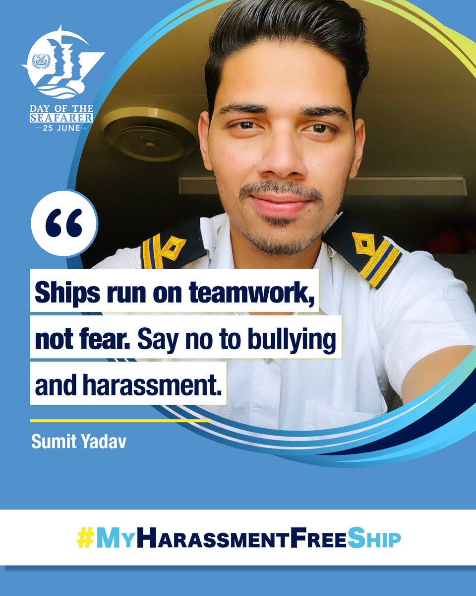 Happy #DayoftheSeafarer 2025!

This year’s theme, Promoting a Culture of Respect, highlights the urgent need to eliminate bullying and harassment at sea. #MyHarassmentFreeShip

Full story: tinyurl.com/36mue6vk
Français: tinyurl.com/5a3ubfst
Español: tinyurl.com/3pm49yyv