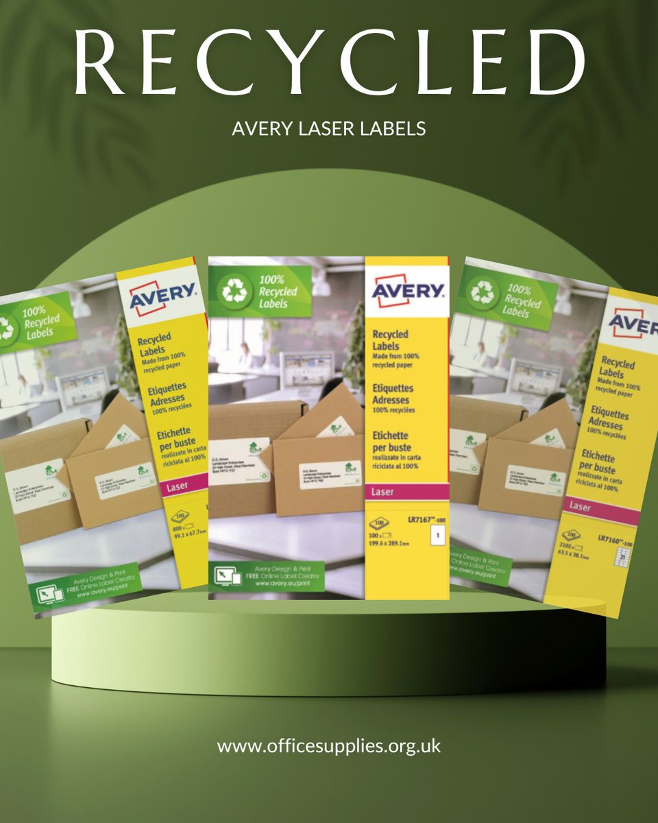 These environmentally friendly Avery parcel labels are 100% recycled (including the backing sheet) and are suitable for use with most laser printers, with jam free technology for clean, reliable printing.

Shop the range below:
officesupplies.org.uk/office-supplie…