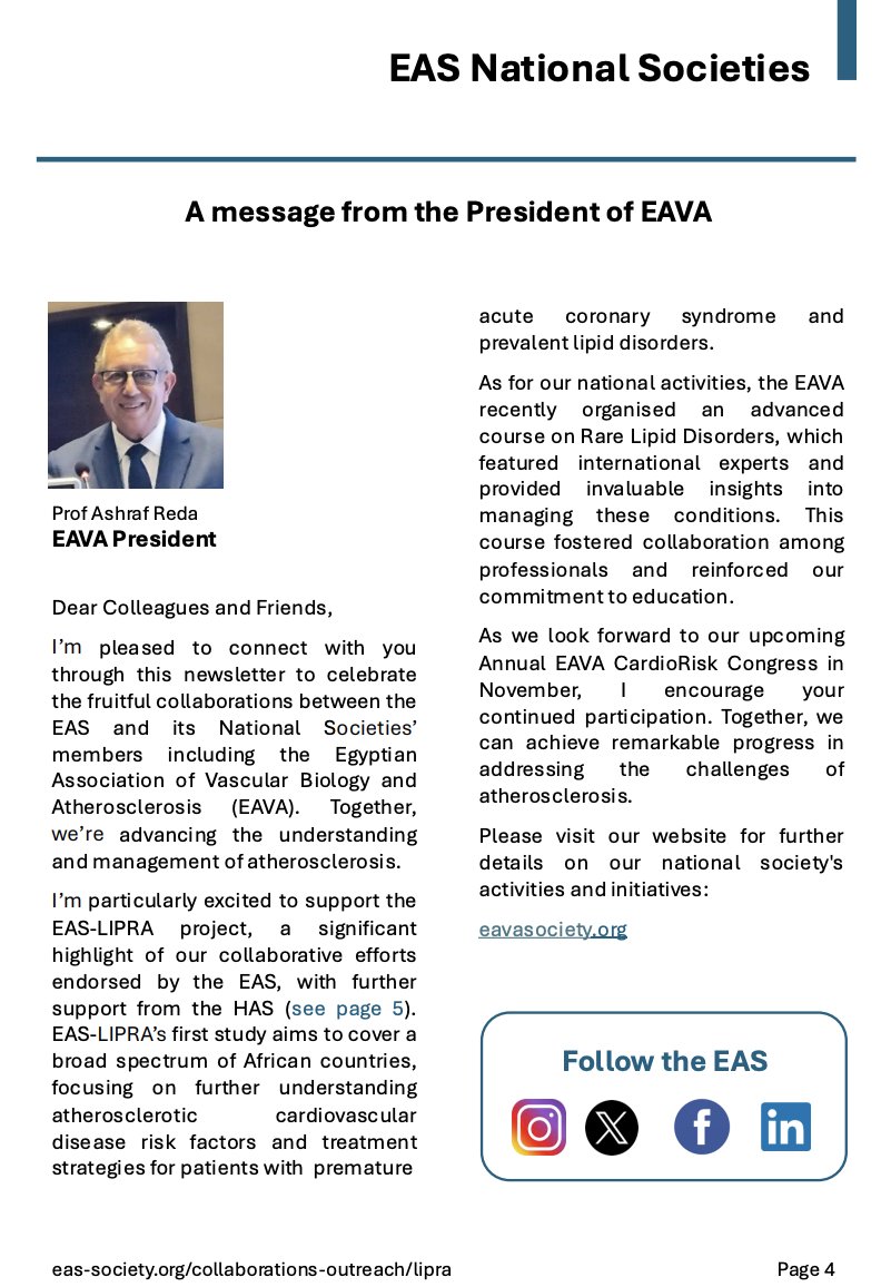 MeralKayikcoglu's tweet image. 🌍 Happy to share the 2nd edition of the EAS-LIPRA Newsletter, featuring highlights from our National Societies and also a message from me as Chair of @society_eas National Societies:
"The EAS is now a truly global society, with 60+ member countries. It's time to unite across…