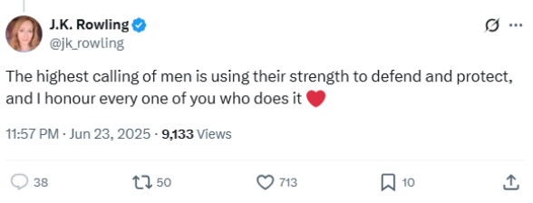AidanCTweets's tweet photo. You know, at this point, I think @jk_rowling could tweet "a woman's place is in the home," and she wouldn't lose a single follower. https://t.co/0dTXgWtS0G