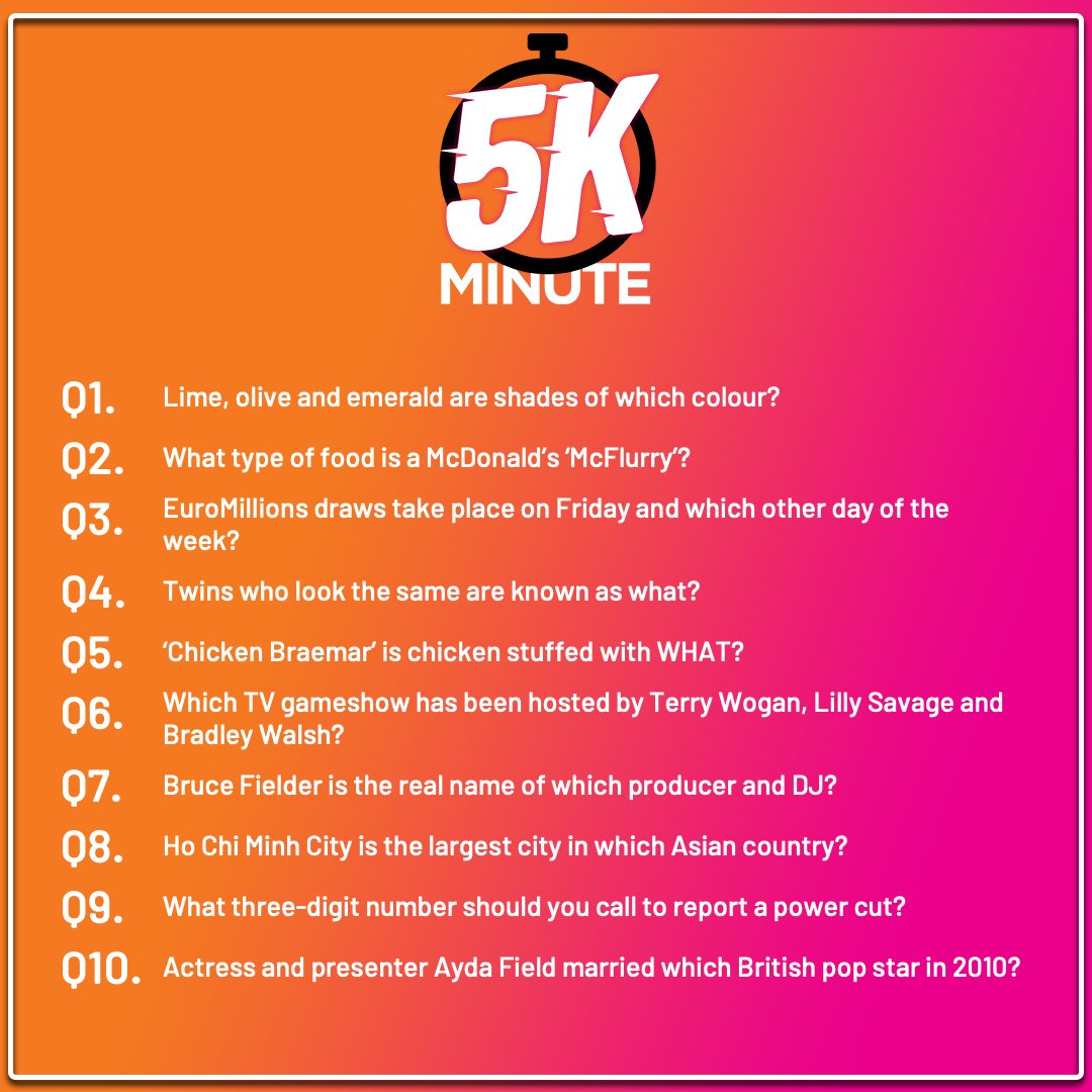 🤯 5/10 for Iona on the £5K Minute 👏🏼
Answers 👉🏼 bit.ly/TayFM-5K-Minute