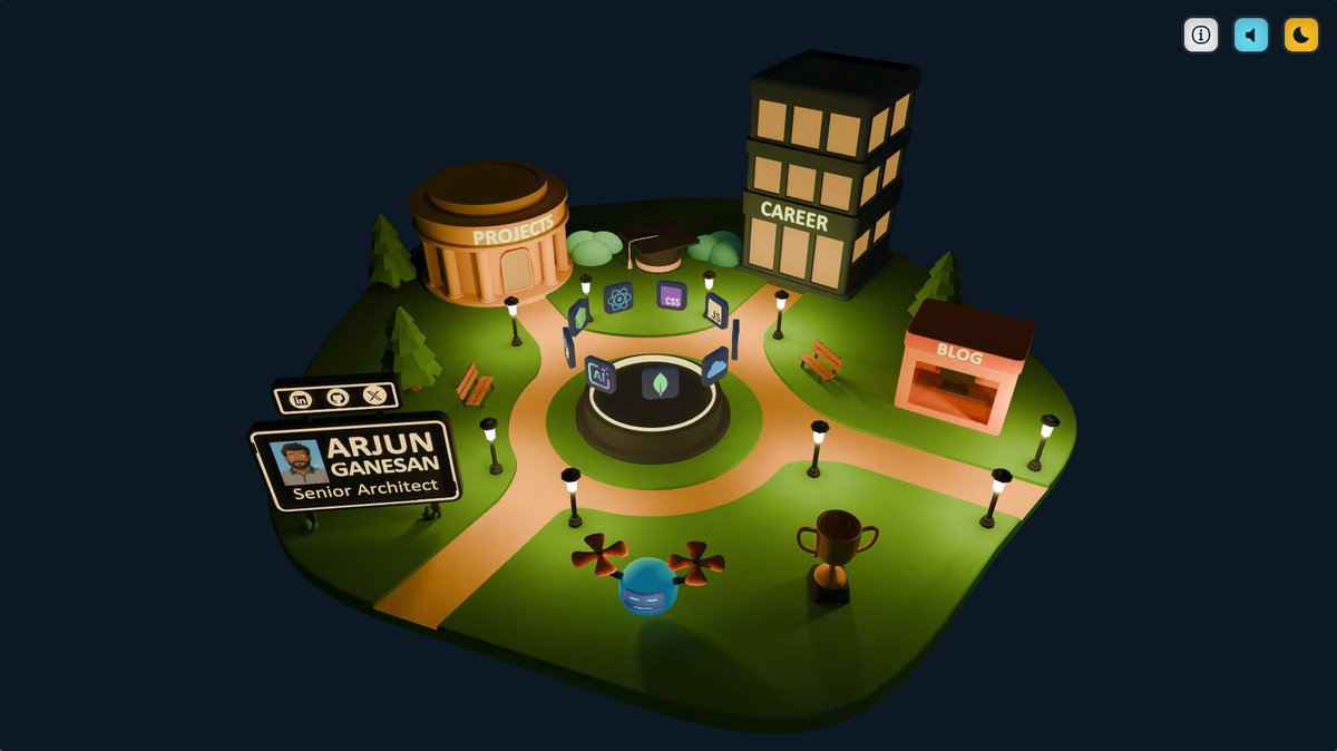 arjun_g's tweet photo. Building a fully interactive 3D site has been on my mind for ages. After a recent deep dive into Blender and three.js, I finally turned that itch into a 3D portfolio Check it out 👉 https://t.co/nBB0953VaM 

💬 Bonus: there’s a built-in chatbot ready to answer questions about me https://t.co/Xwk3jQs6xL