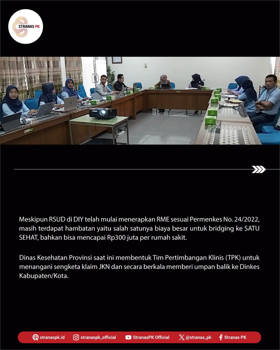 Stranas_PK's tweet photo. Stranas PK hadir di RSUD Tidar Magelang dan RSUP Dr. Sardjito Yogyakarta untuk mengawal langsung implementasi Rekam Medis Elektronik (RME) berbasis NIK. Baca artikel selengkapnya di https://t.co/Th1jfUQK6v https://t.co/GJEAkalqw8