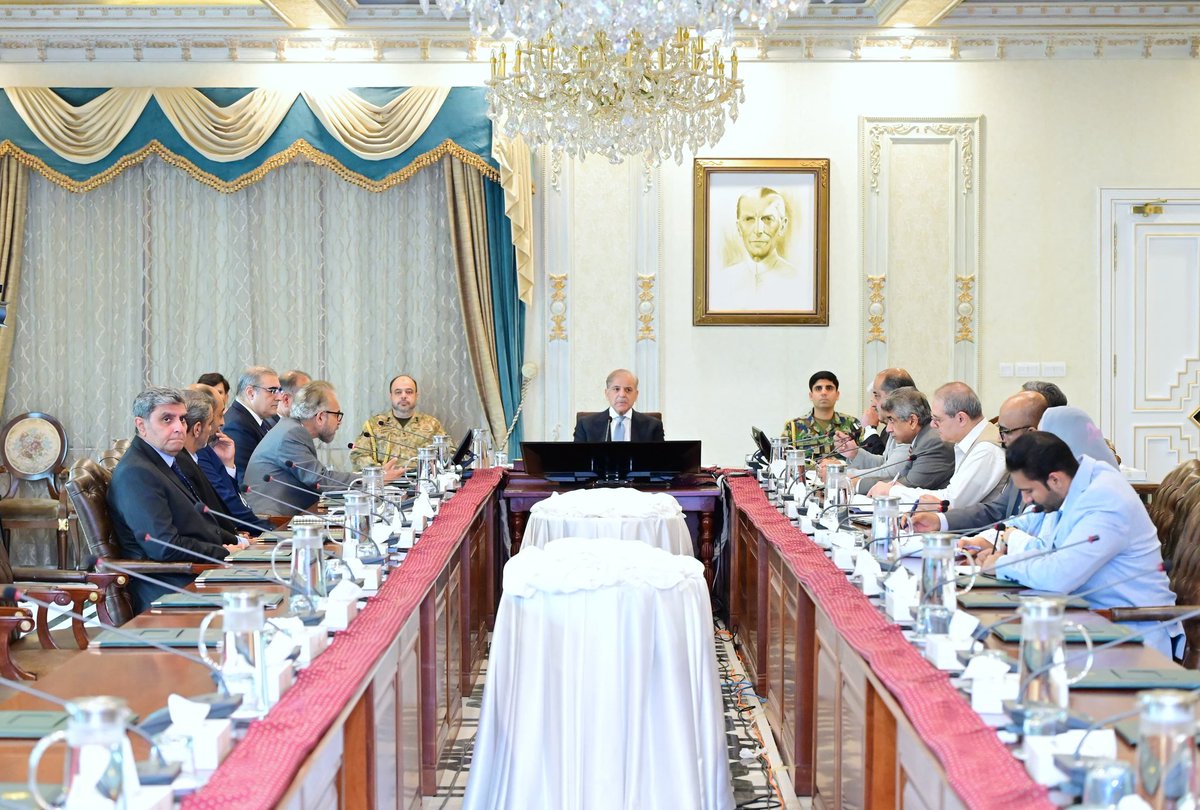 Prime Minister Muhammad Shehbaz Sharif chairs a meeting regarding reforms in the Agricultural sector in Islamabad on 25 June 2025.