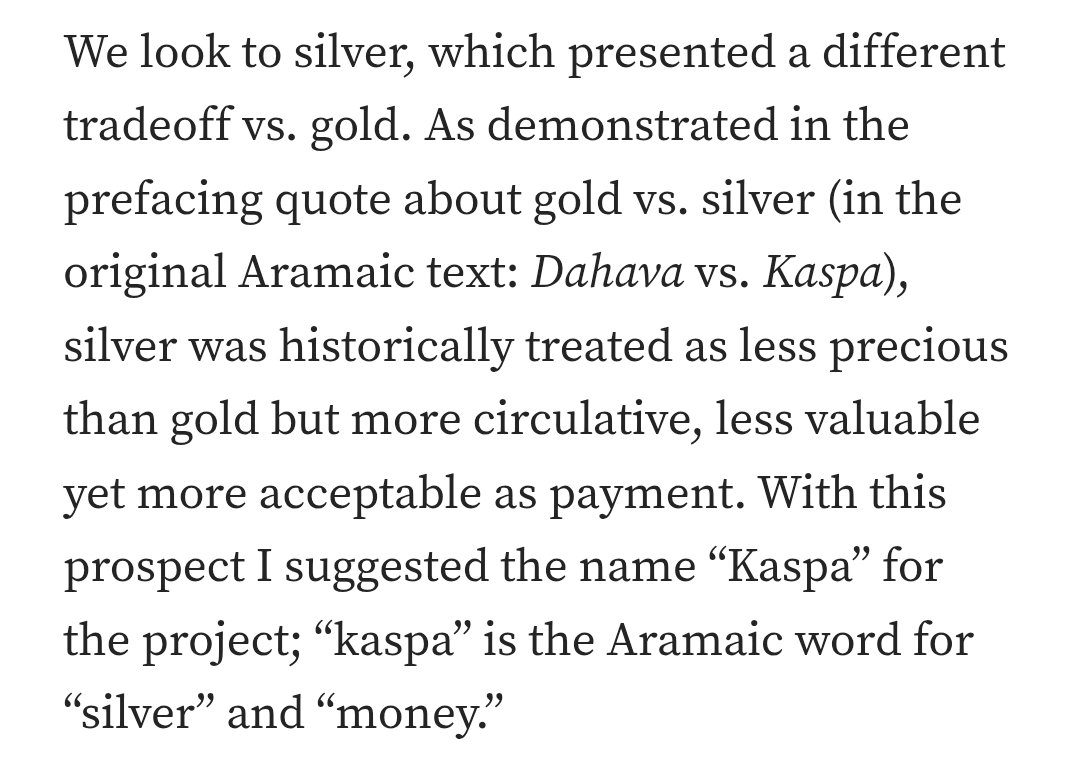 <a href="/cryptocom/">Crypto.com</a> ~ <a href="/hashdag/">Yonatan Sompolinsky</a> 

hashdag.medium.com/in-which-i-run…

Objectively, the traits of digital silver require both moneyness and sound SoV as well as unmatched speed for MoE. In other words, attributes only a 10BPS PoW system can claim