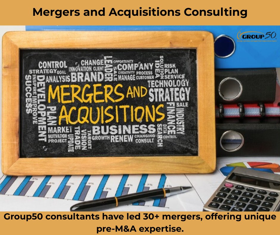 Transform your business with Group50’s M&amp;As expertise. Our consultants drive strategic growth and seamless integration.

Visit: group50.com/strategic-exec…

#MergersAndAcquisitions #group50consulting #BusinessGrowth #AcquisitionStrategy #StrategicPlanning #PrivateEquity