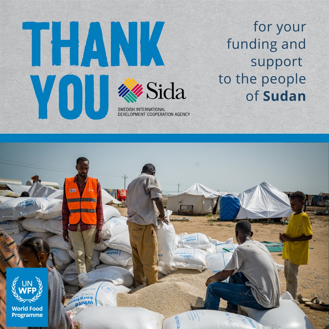 WFP_Sudan's tweet image. نتوجّه بالشكر لـ @Sida على دعمها المرن لـ برنامج الأغذية العالمي في السودان، ما يساعدنا على الاستجابة بسرعة في حالات الطوارئ المتغيّرة، والوصول إلى من هم بأمسّ الحاجة في الوقت والمكان المناسبين.