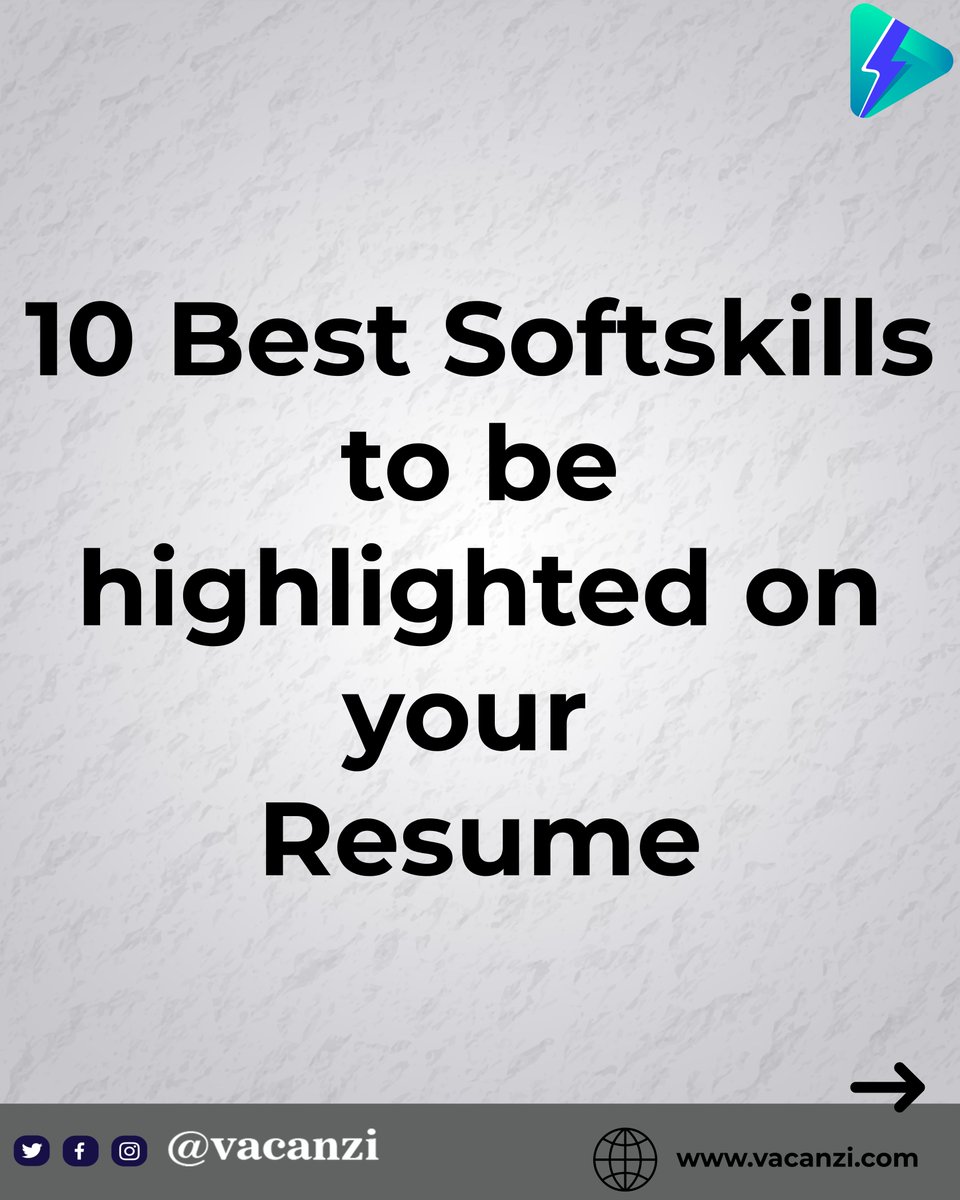 vacanzi102's tweet photo. These are the best 10 softskills to highlight on your resume to stand out, Comment down if we missed any! 😀 

#JobSearchHack #CareerGrowth #ResumeTips  #AIResume #RemoteWork #freshershiring  #JobSearchTips  #GetVisible #CareerBoost #InterviewTips #JobReady #CareerGoals #vacanzi https://t.co/JbprROWDK9