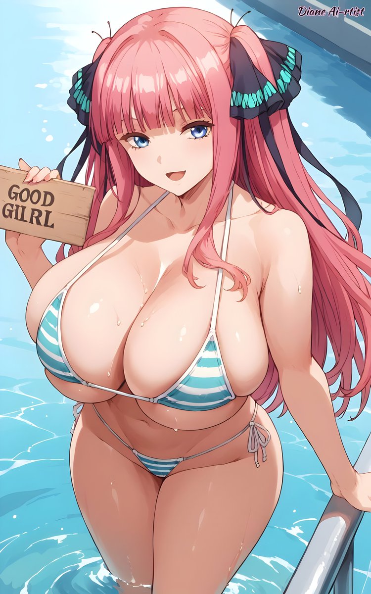 Pinkame56272174's tweet photo. Nino Nakano (Aqua Striped Bikini) 
Part: 1
By Diane Ai-rtist

#NinoNakano #gotoubunnohanayome #TheQuintessentialQuintuplets #lasquintillizas #Harem #Anime #Swimsuit #Bikini #StripedBikini #SexyCharacter #AiArt https://t.co/Z07BNltpw1