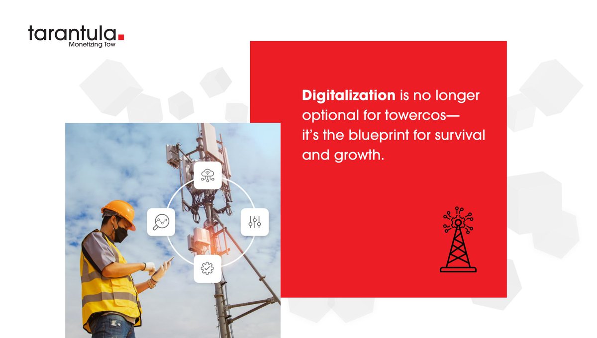 TarantulaGlobal's tweet photo. 📈 Towercos are going digital—or getting left behind.
From automation to new revenue models, here’s why digitalization is now survival, not strategy.

🔗 Read the blog: https://t.co/TP7dx1kPvg
#TowercoTransformation #TelecomStrategy #RedCube #TarantulaNet https://t.co/HzypoPNIPk