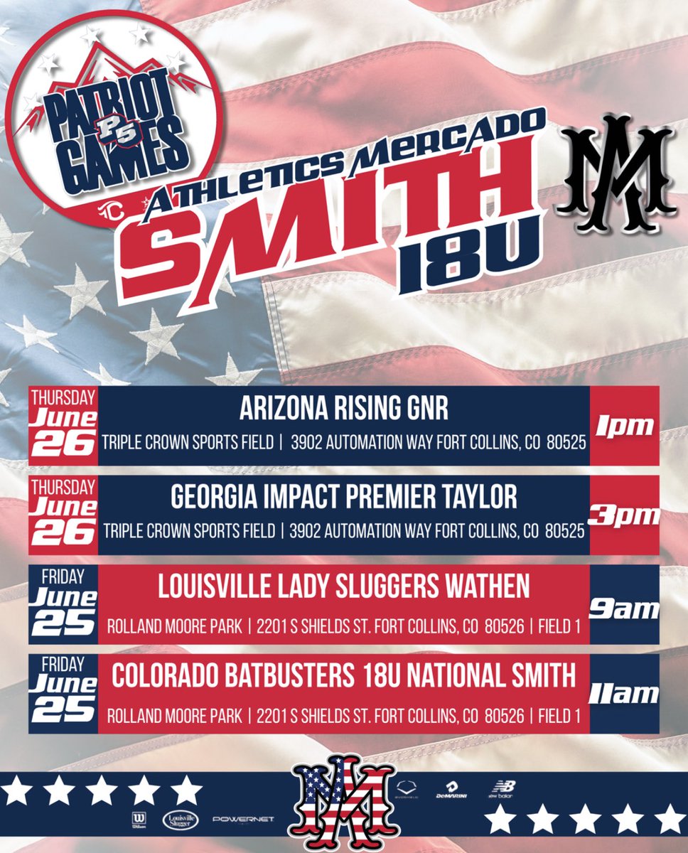 Patriot Games schedule posted below. Excited to get on the field with my team!! See you soon Colorado!