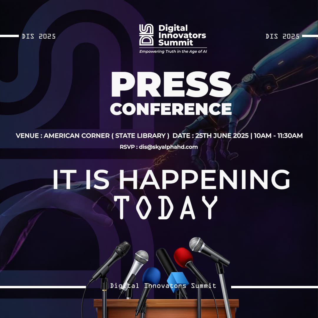 DIS_Lesotho's tweet image. 𝐇𝐚𝐩𝐩𝐞𝐧𝐢𝐧𝐠 𝐓𝐨𝐝𝐚𝐲! 🚨

The #DIS2025 Press Conference kicks off at 10AM at American Corner, Maseru.
Let’s shape the future of digital innovation in Africa! 💡✨
#DigitalInnovatorsSummit #AIForTruth #TechInAfrica