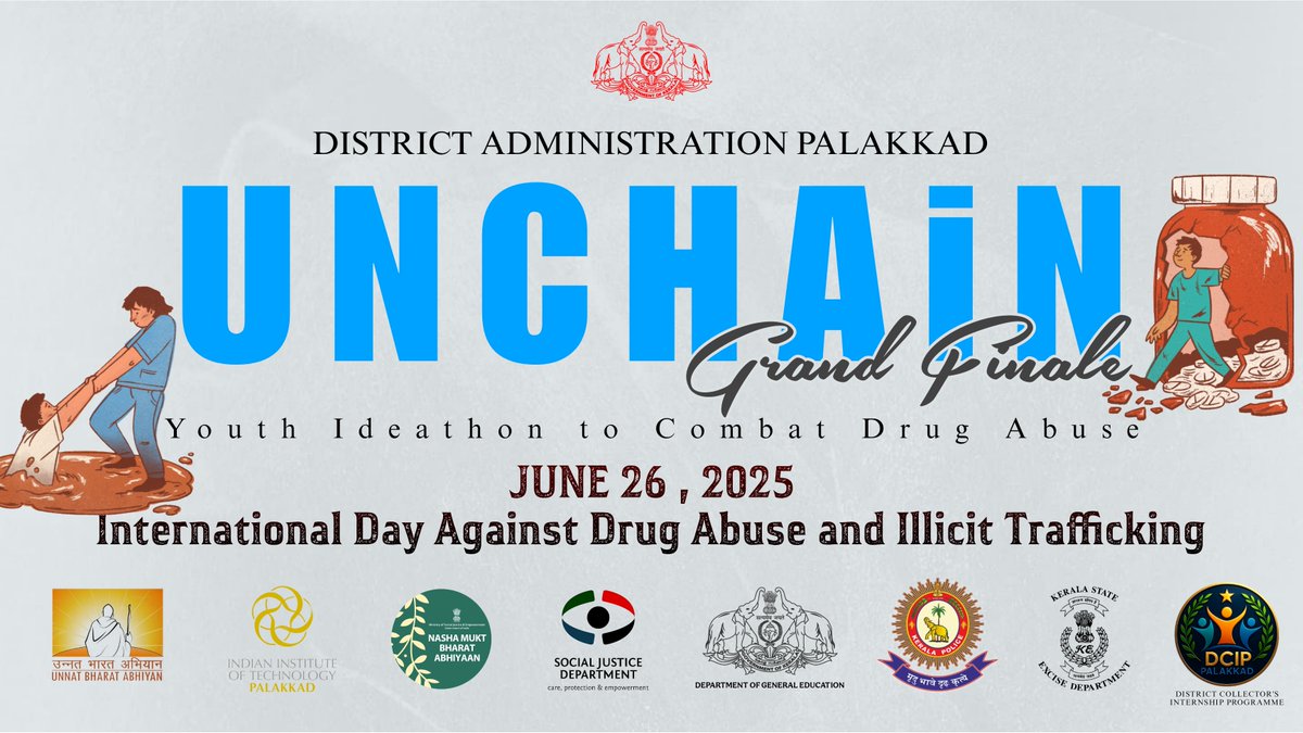uba_iitpkd's tweet image. The  district-level grand finale of UNCHAIN - IDEATHON at IIT Palakkad on  June 26, 2025, promises to be an exciting event. With 36 participants  from 12 teams showcasing their innovative ideas against Drugs.