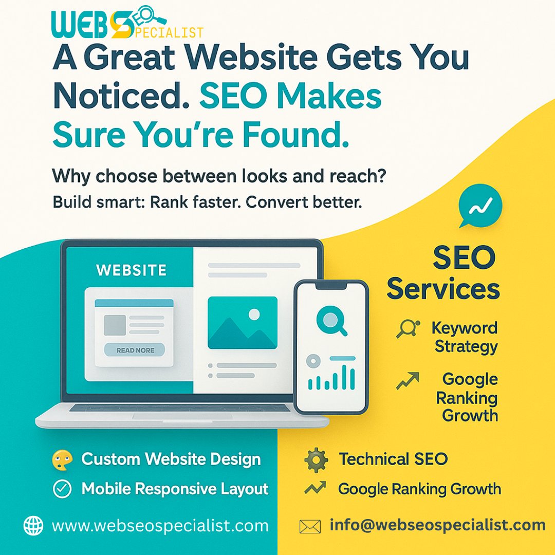 webseospecialis's tweet image. 💻 A pretty website isn’t enough.
If no one finds it, it’s not working.
We design stunning, responsive sites — and back them up with SEO that drives real traffic.
🎨Design. 🚀Rank. 💼Convert.
#WebsiteDesign #SEOExperts #DigitalMarketing #ResponsiveDesign #GoogleRanking #UXDesign