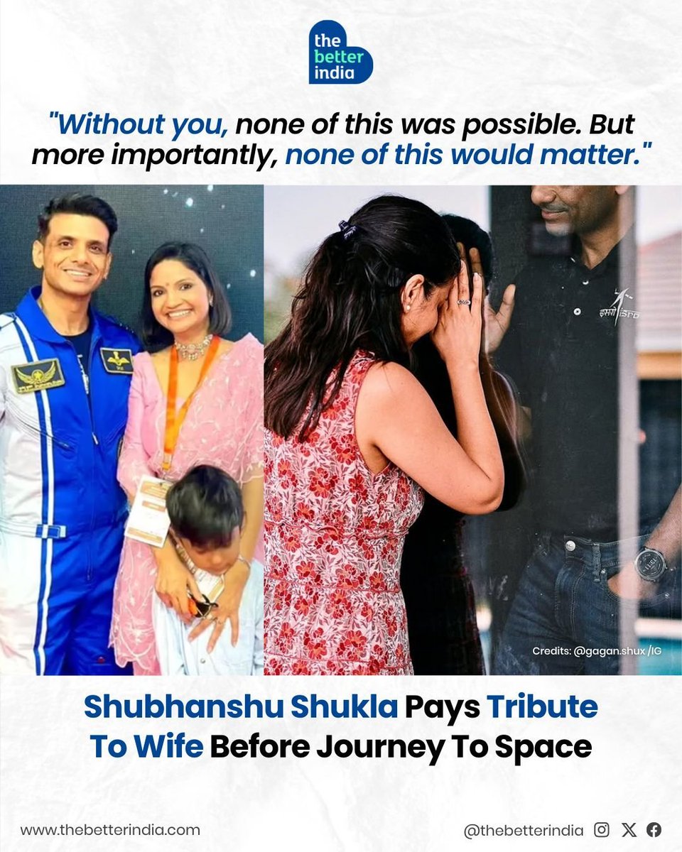 He’s lifting off to space, but her love held him steady all along.

Today, as Group Captain Shubhanshu Shukla becomes only the second Indian to venture into space and the first to reach the International Space Station, he carries not just the pride of a nation but the strength of