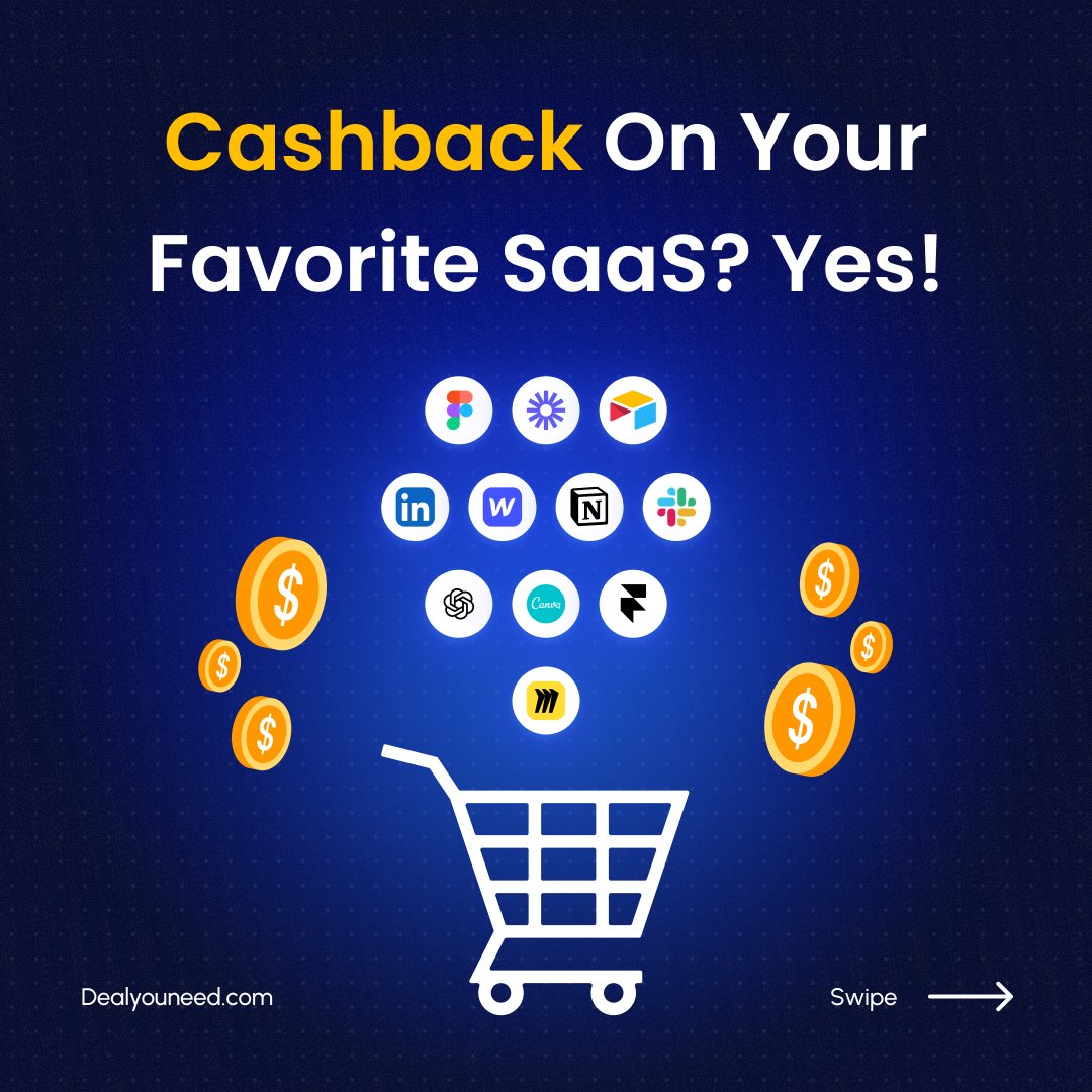 DealYouneed's tweet photo. πΈ Cashback on Notion, Figma, Canva, Webflow?
Yes β itβs real.
@DealYouNeed makes your SaaS stack pay you back.
β
300+ tools
β
24% cashback
β
$10 credit for early users
π https://t.co/bWitZGS2gn
#SaaSDeals #CashbackApps #StartupTools #DealYouNeed https://t.co/WsbDCCbP6a