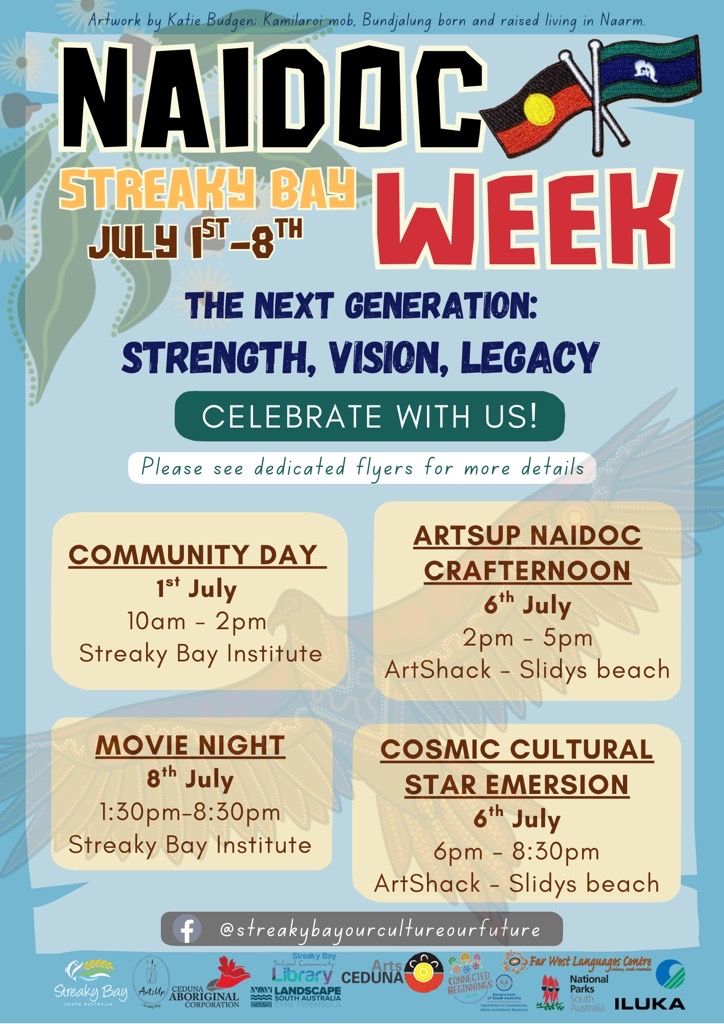 Eyre Peninsula Landscape Board (@eplandscapesa) on Twitter photo ♦️NAIDOC Week Streaky Bay ♦️
We're looking forward to being part of the Streaky Bay #NAIDOC Week Community Day at the Institute tomorrow. ♦️NAIDOC Week Streaky Bay ♦️
We're looking forward to being part of the Streaky Bay #NAIDOC Week Community Day at the Institute tomorrow.
