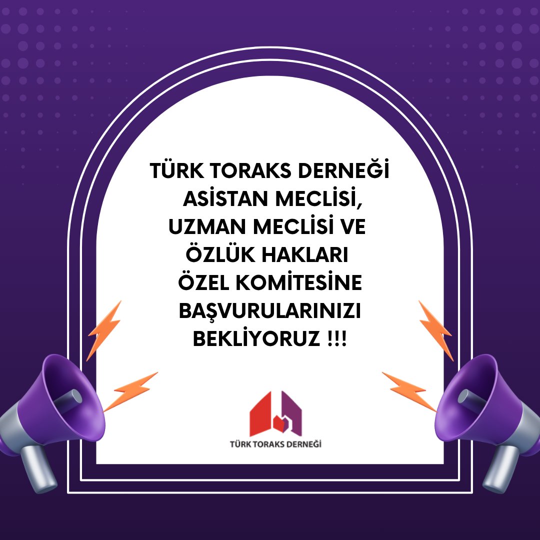 Türk Toraks Derneği Asistan Meclisi, Uzman Meclisi ve Özlük Hakları Özel Komitesine Başvurularınızı Bekliyoruz !!!
toraks.org.tr/site/community…