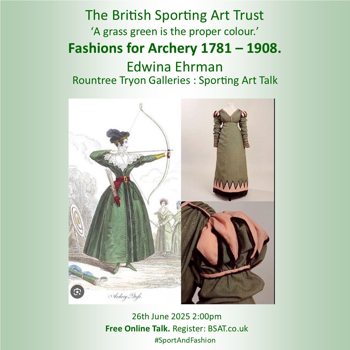 It is not too late to register for tomorrows online talk on Fashion and archery #sportandfashion. us02web.zoom.us/webinar/regist… <a href="/sportinghistory/">Sporting Heritage</a> <a href="/NHRMuseum/">National Horseracing Museum</a>