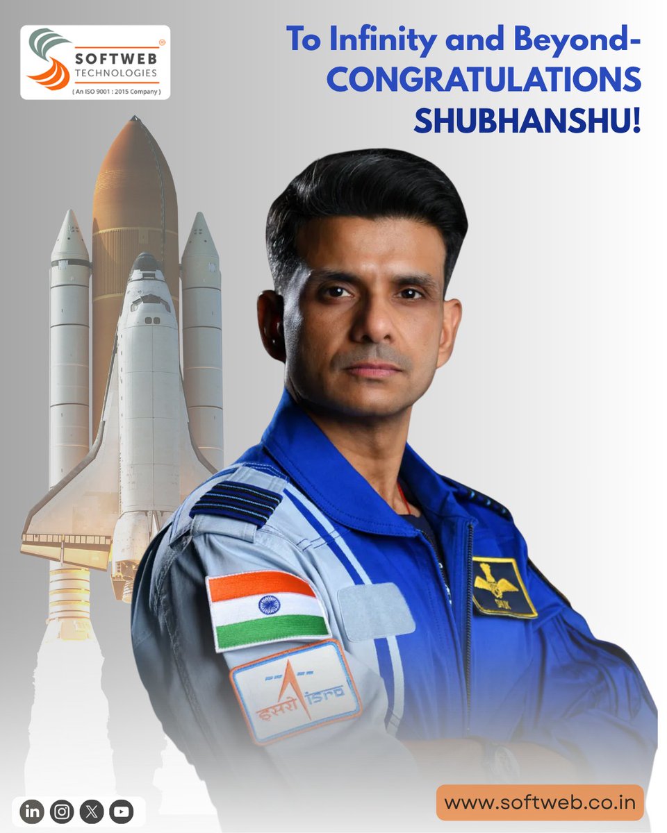 𝐈𝐧𝐝𝐢𝐚'𝐬 𝐋𝐞𝐚𝐩 𝐈𝐧𝐭𝐨 𝐒𝐩𝐚𝐜𝐞!
𝐆𝐫𝐨𝐮𝐩 𝐂𝐚𝐩𝐭𝐚𝐢𝐧 𝐒𝐡𝐮𝐛𝐡𝐚𝐧𝐬𝐡𝐮 𝐒𝐡𝐮𝐤𝐥𝐚 is set to make history as India’s second astronaut to venture into space
#India #ShubhanshuShukla #IndianAstronaut #SpaceExploration #ISRO #NASA  #SoftwebTechnologies