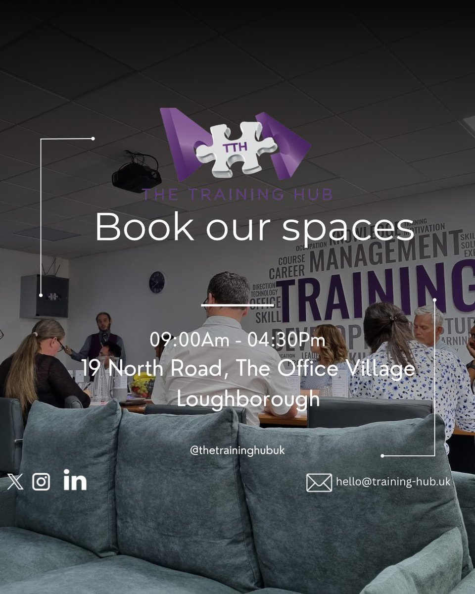 traininghub_uk's tweet photo. Workspaces should work for you.
At The Training Hub, we’re redefining what training spaces can be — modern, flexible, and purpose-built.

Ideal for teams, workshops, strategy days.📍 Based in Loughborough.
Book now and elevate the way you work.

#RedefiningWorkspaces #thehub https://t.co/Yh0jAC06T4