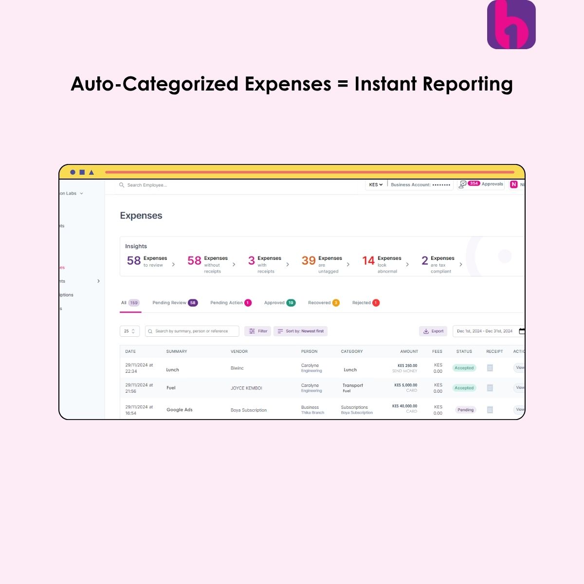Cards. M-Pesa. Bank.
Boya auto-categorizes every transaction across every channel.
boyahq.com/expense-manage…