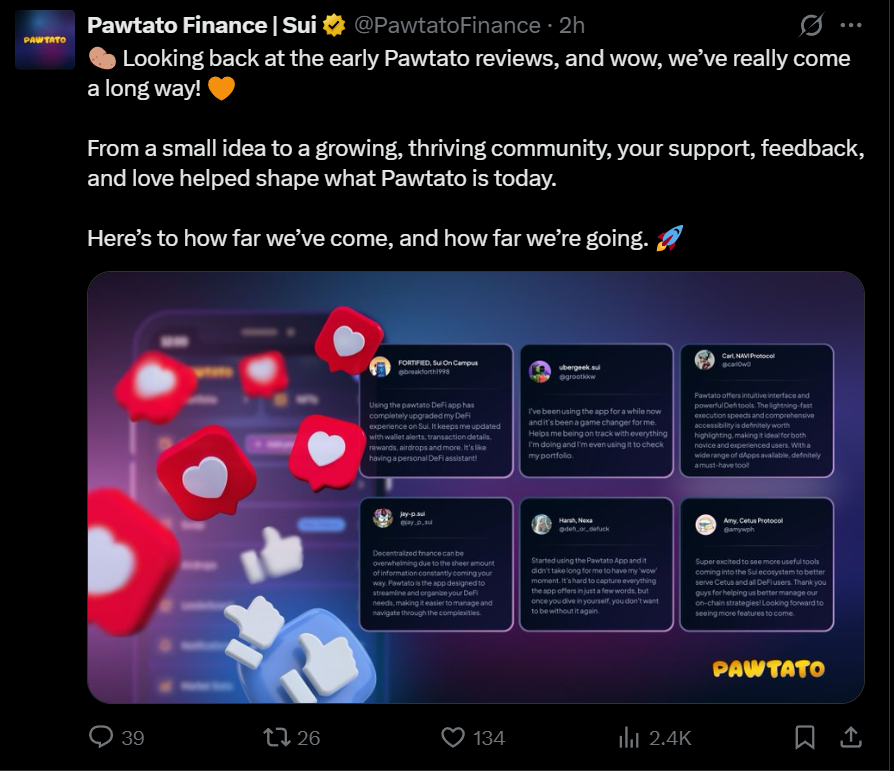 laheraiv's tweet photo. From humble beginnings to major milestones. Proud to be part of the $PAW journey! 🧡🚀 @PawtatoFinance
#Pawtato #Sui #DeFi #Web3 #CryptoCommunity #Airdrop #SuiNetwork #CryptoTools #DeFiApps #PawtatoFinance https://t.co/dLQH7D0XXR