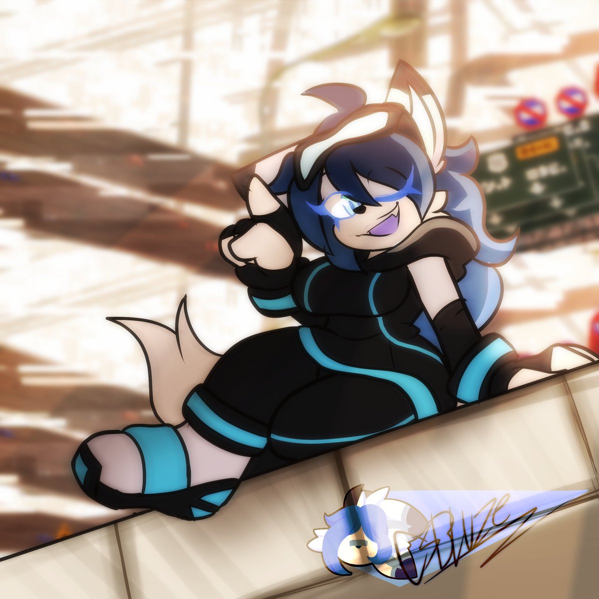 Drew my sona in cyber space. good night :3