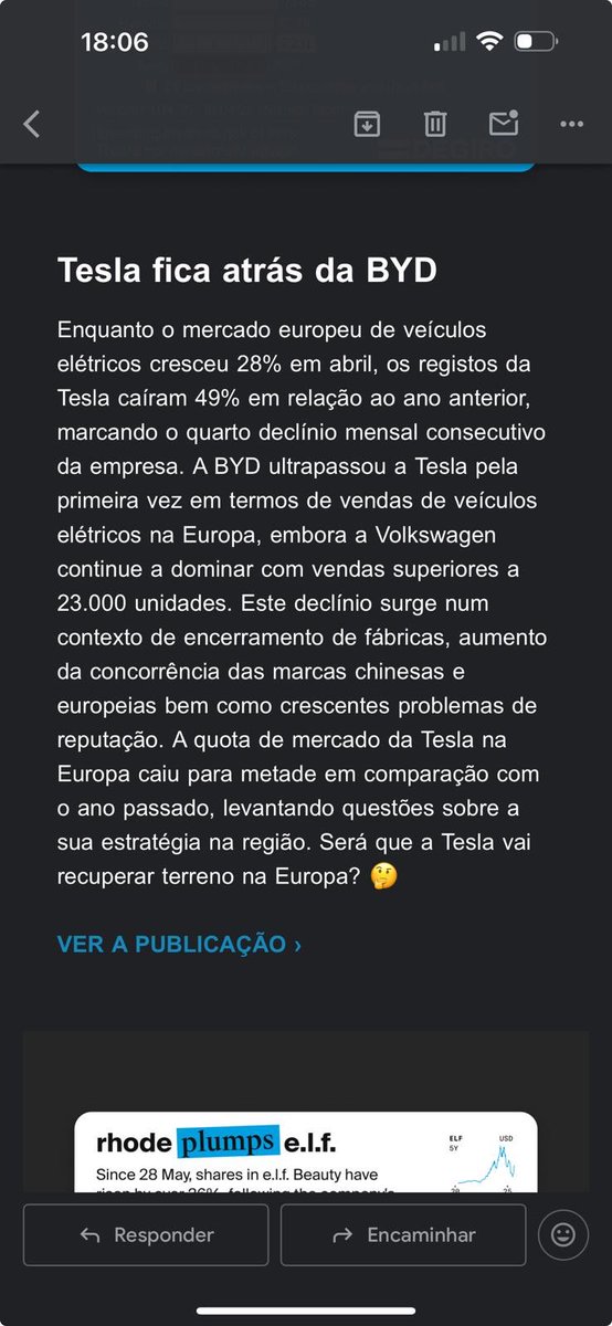 richardslopes83's tweet image. Algo de errado não está certo

A DeGiro veio acautelar-me para os números de vendas da Tesla no mercado Europeu.

Com base nisso a minha decisão de investimento é levada a crer que a Tesla estará em fortes dificuldades e o mais certo seria eu não investir mais na Tesla ou então…