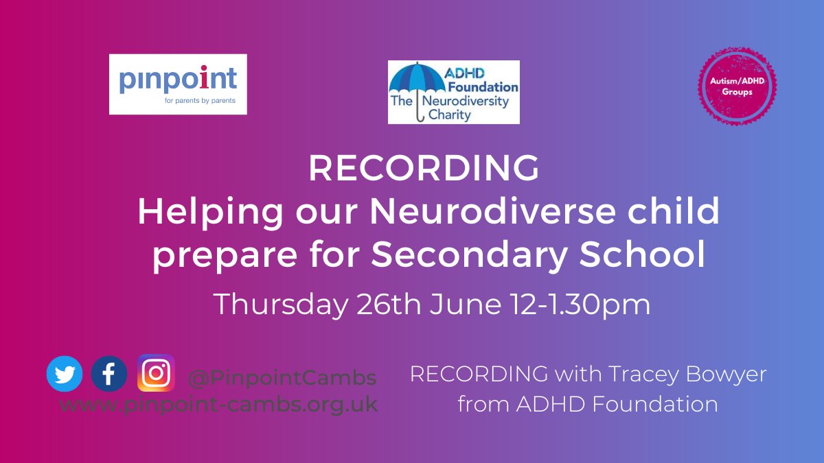 pinpointcambs's tweet image. Moving to secondary school can be full of anxiety — especially for neurodivergent children. Tracey from @ADHDFoundation shares practical tips &amp;amp; strategies to help .
Book here 26th June: ow.ly/sXoC50VX1yf
#SEND #ADHD #SchoolTransition #ParentCarers #BackToSchool